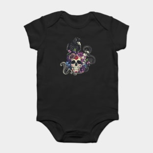 Sugar skull with crow Baby Bodysuit